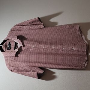 TOP MAN XL MENS BUTTON DOWN  SHORT SLEEVE CHAMBRAY SHIRT MINIMALIST CASUAL NWOT